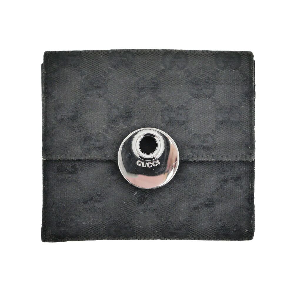 Gucci Hook Bifold Wallet GG Canvas Black Compact