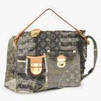 Louis Vuitton Monogram Denim Patchwork Posty Messenger Bag Gray