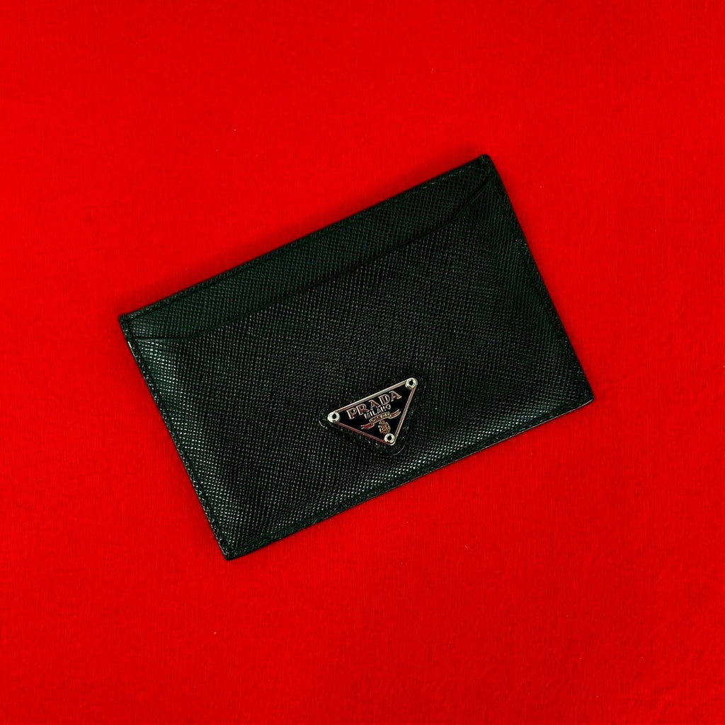 Prada Saffiano Leather Card Case Business Holder Black