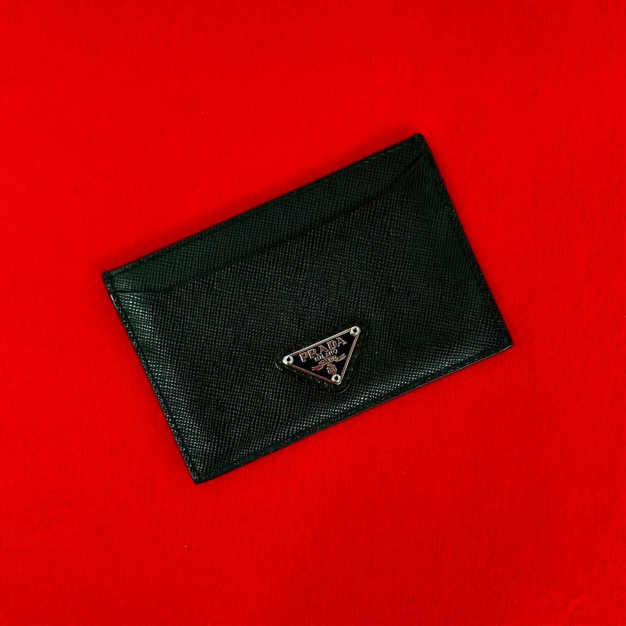Prada Saffiano Leather Card Case Business Holder Black