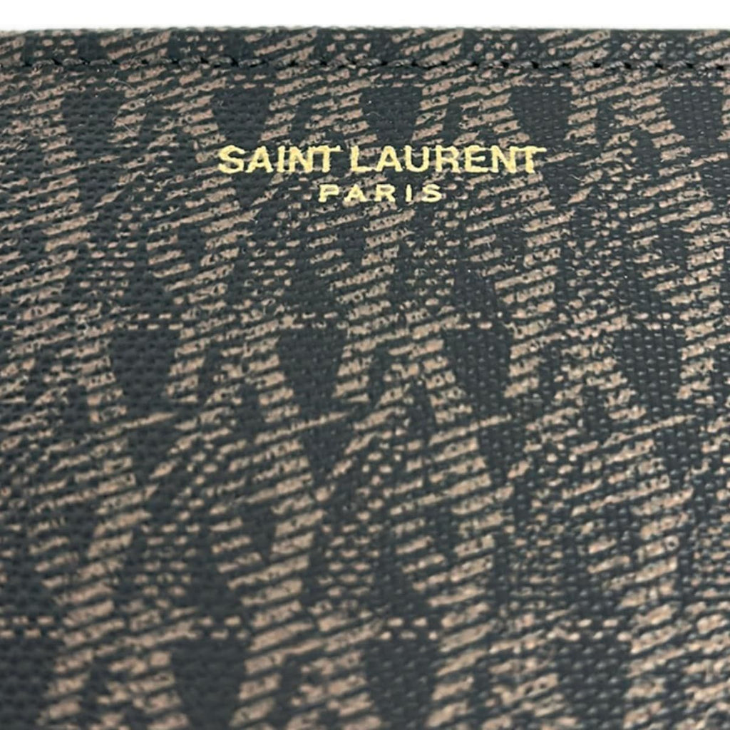 Saint Laurent Paris Clutch Classic Toile Monogram Dark Brown Black — view 8