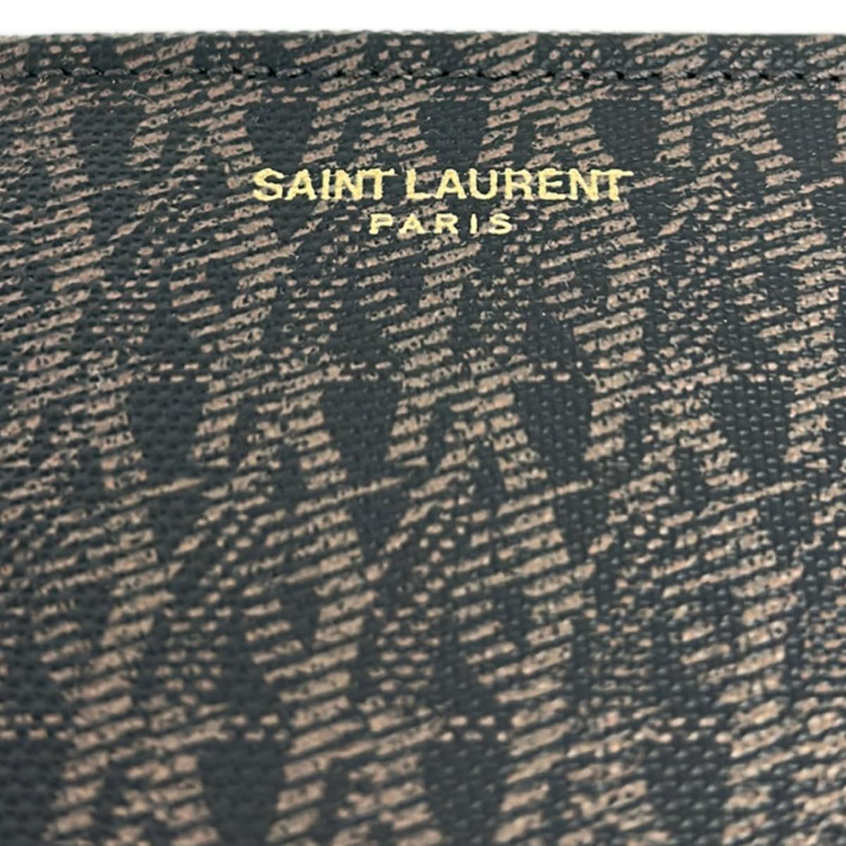 Saint Laurent Paris Clutch Classic Toile Monogram Dark Brown Black — view 8
