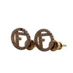 Fendi Rhinestone Earrings Gold