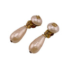 Chanel Faux Pearl Earrings Gold