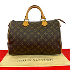 Louis Vuitton Vintage Speedy 30 Monogram Leather Boston Bag Brown