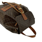 Celine Vintage Macadam Blason Pattern Leather Backpack Brown — view 4