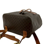 Celine Vintage Macadam Blason Pattern Leather Backpack Brown — view 8