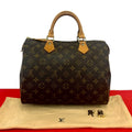 Louis Vuitton Vintage Speedy 30 Monogram Leather Boston Bag Brown