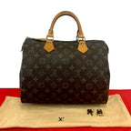 Louis Vuitton Vintage Speedy 30 Monogram Leather Boston Bag Brown