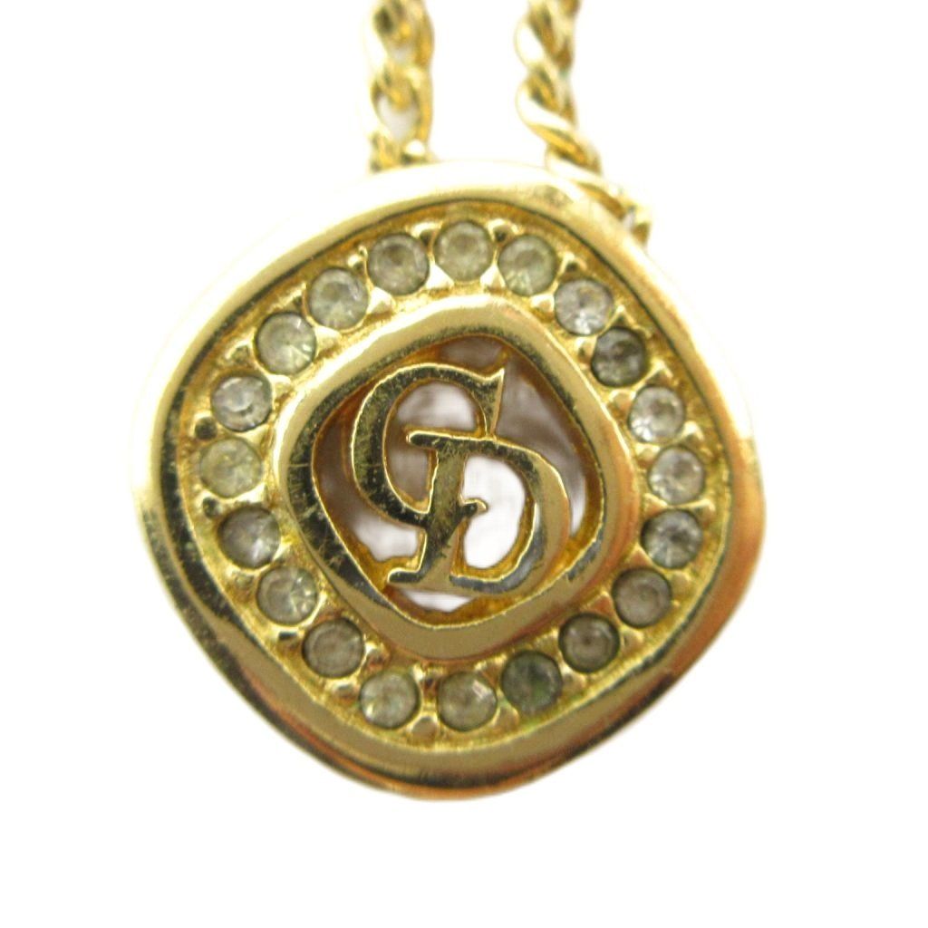 Dior Pendant Logo Rhinestone Gold