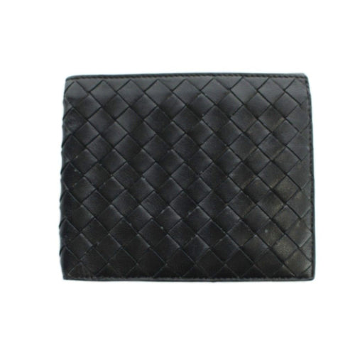Bottega Veneta Bifold Wallet Leather Intrecciato Logo Black