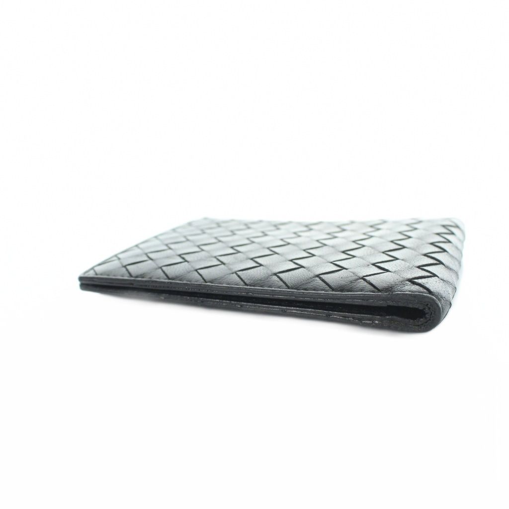Bottega Veneta Bifold Wallet Leather Intrecciato Logo Black — view 3
