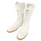 Hermes Lace Up 38 Vaubera Nappa White Sneakers High Cut Boots