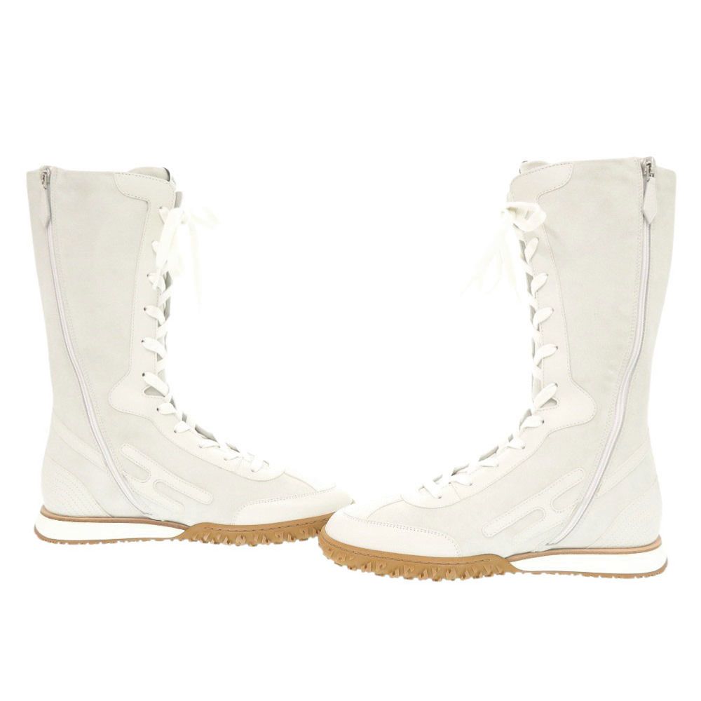Hermes Lace Up 38 Vaubera Nappa White Sneakers High Cut Boots — view 7