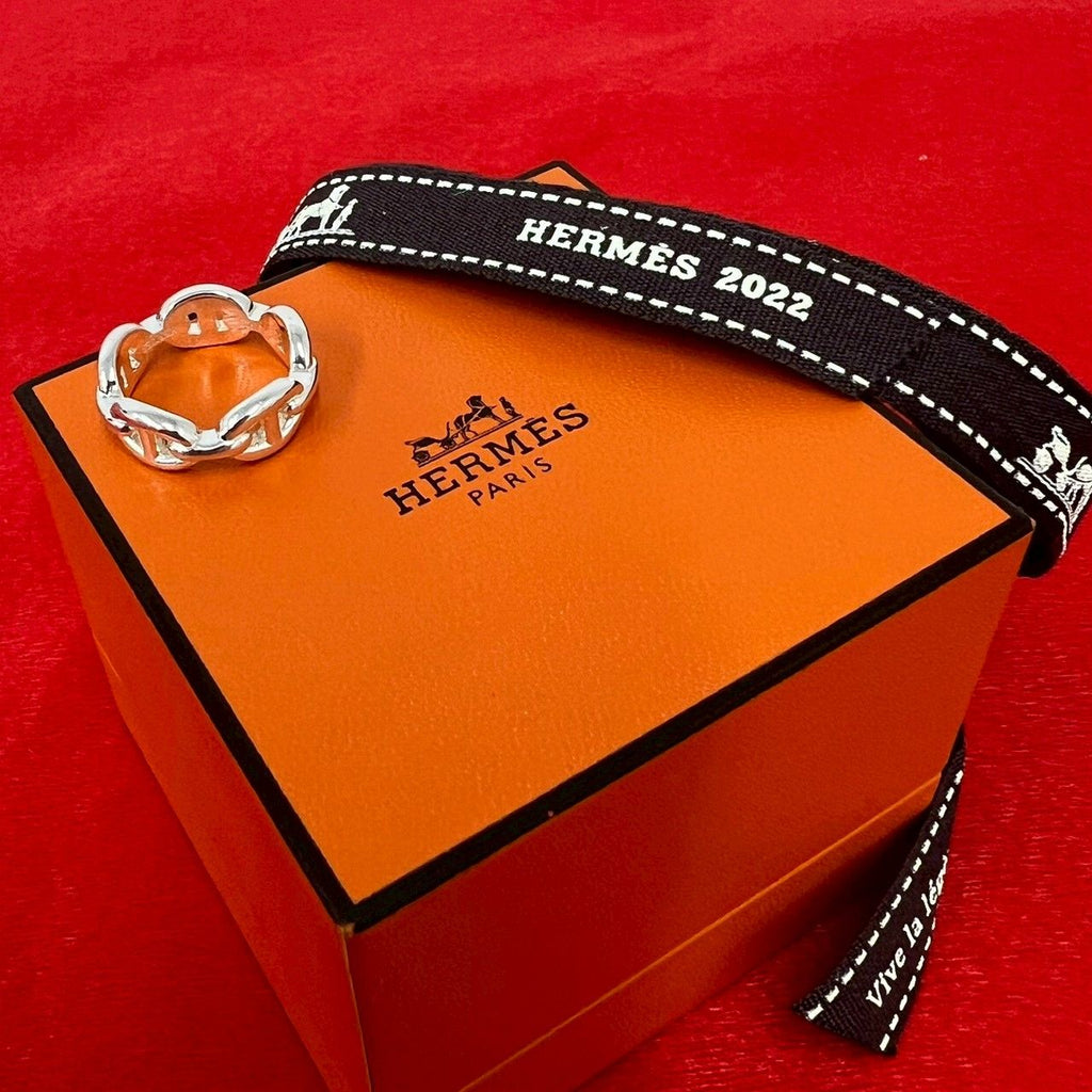 Hermes Chaine D'ancre Ring 925 Sterling Silver