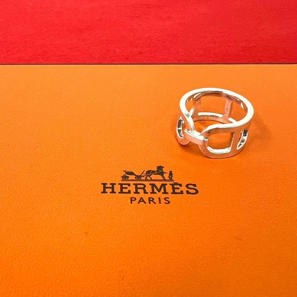Hermes Vintage Chaine D'ancre Ring 925 Sterling Silver