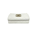 Chanel Box and Seal Quilted CC Logo Caviar Leather Trifold Wallet Mini White — view 3