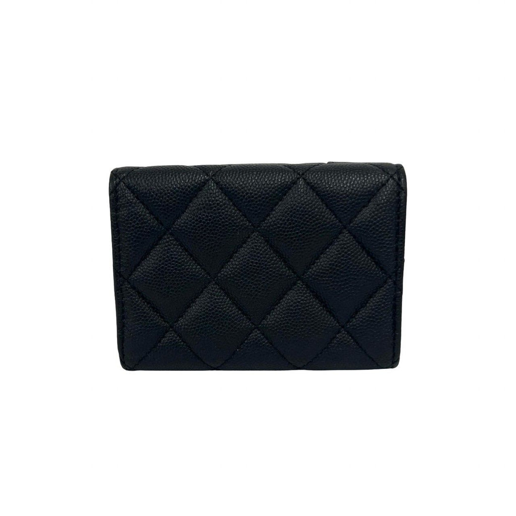 Chanel Mademoiselle CC Logo Caviar Leather Trifold Wallet Mini Black — view 2