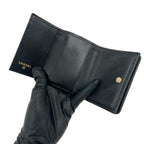 Chanel Mademoiselle CC Logo Caviar Leather Trifold Wallet Mini Black — view 7