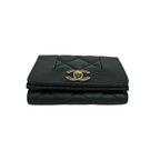 Chanel Mademoiselle CC Logo Caviar Leather Trifold Wallet Mini Black — view 6
