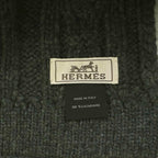 Hermes Tri Maillon Cashmere Knit Scarf One Color Dark Gray BB — view 5
