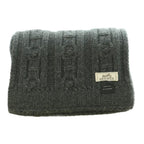 Hermes Tri Maillon Cashmere Knit Scarf One Color Dark Gray BB — view 2