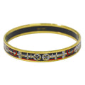 Hermes Enamel PM Bangle Bracelet Cloisonne Gold Plated Multicolor Email