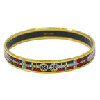 Hermes Enamel PM Bangle Bracelet Cloisonne Gold Plated Multicolor Email
