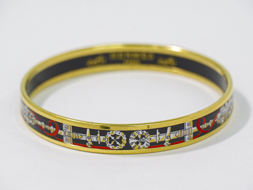 Hermes Enamel PM Bangle Bracelet Cloisonne Gold Plated Multicolor Email — view 3