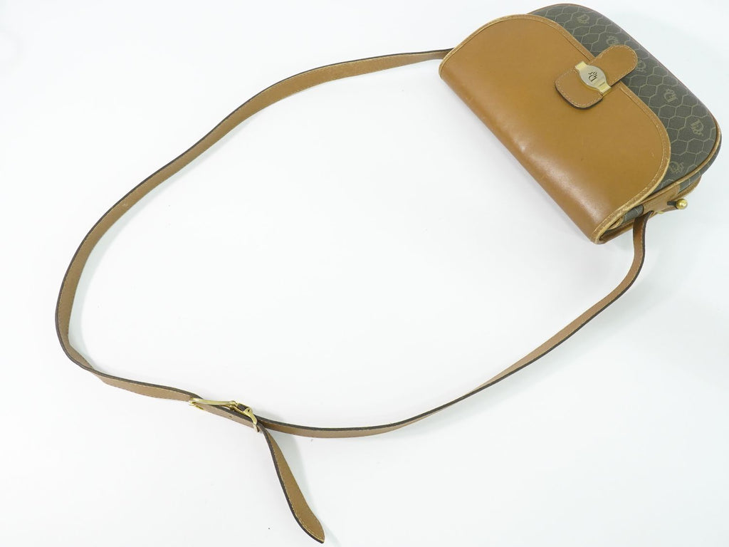 Dior Honeycomb Pattern Shoulder Bag Pochette Leather Dark Brown — view 4