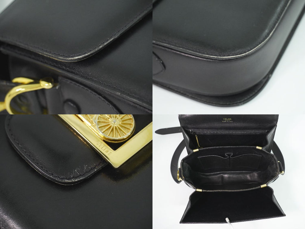 Celine Carriage Shoulder Bag Leather Black — view 8