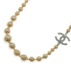 Chanel CC Logo Long Pearl Necklace Gold