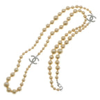 Chanel CC Logo Long Pearl Necklace Gold — view 2