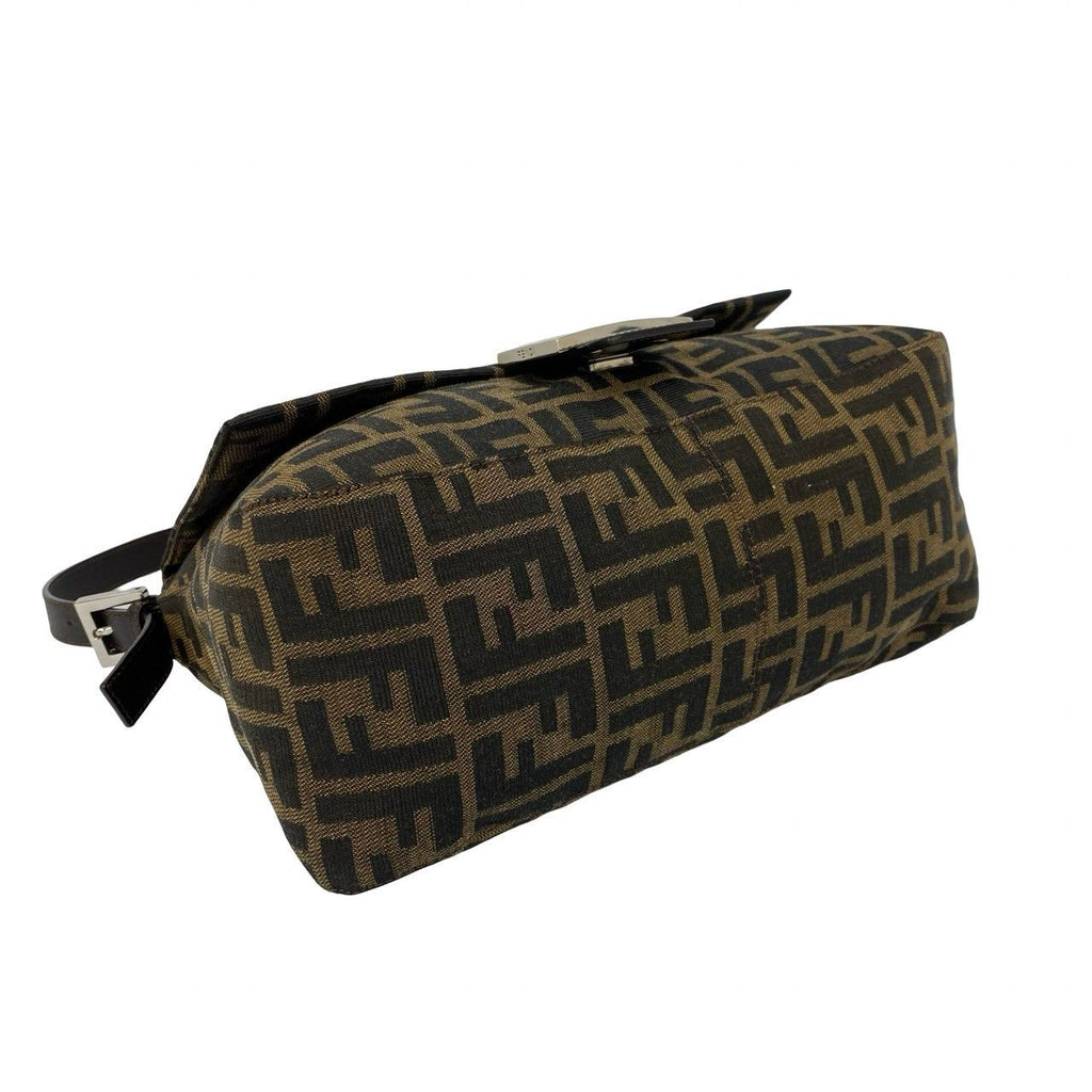 Fendi Mamma Bucket Zucca FF Logo Pattern Canvas Leather Shoulder Bag Brown — view 7
