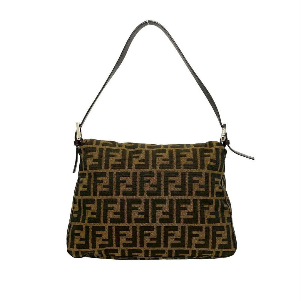 Fendi Mamma Bucket Zucca FF Logo Pattern Canvas Leather Shoulder Bag Brown — view 3