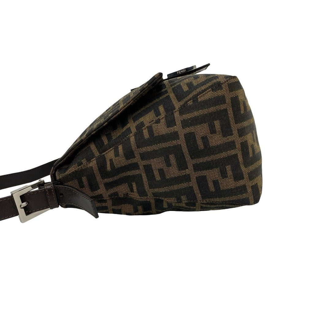 Fendi Mamma Bucket Zucca FF Logo Pattern Canvas Leather Shoulder Bag Brown — view 5
