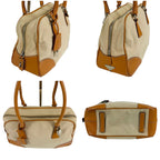 Prada Triangle Logo Shoulder Bag Padlock Leather Canvas Brown — view 3