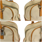 Prada Triangle Logo Shoulder Bag Padlock Leather Canvas Brown — view 4