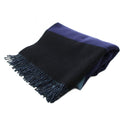 Hermes Fringe Shawl Large Cashmere 100% Navy Blue Black KH Scarf