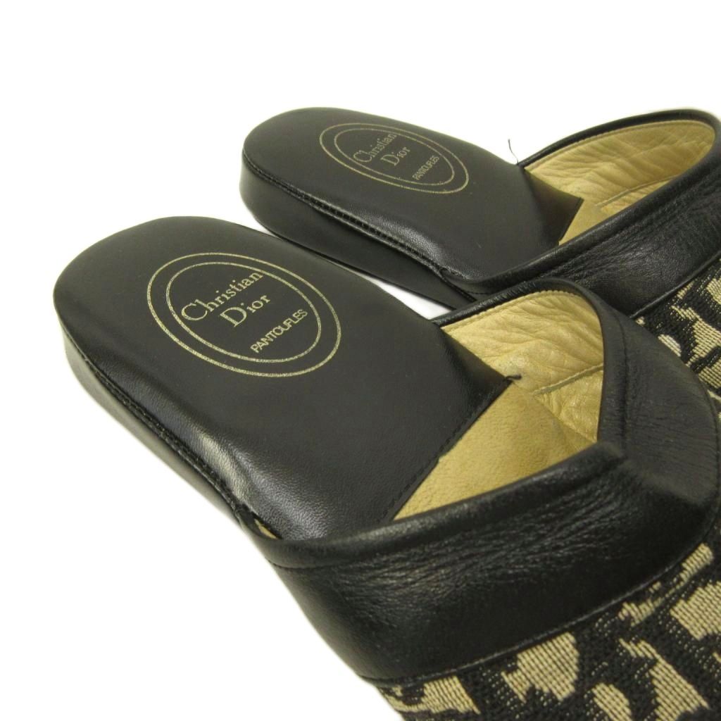 Dior Sandals le Monsieur Trotter Pattern Canvas Switch Leather Beige Black — view 4