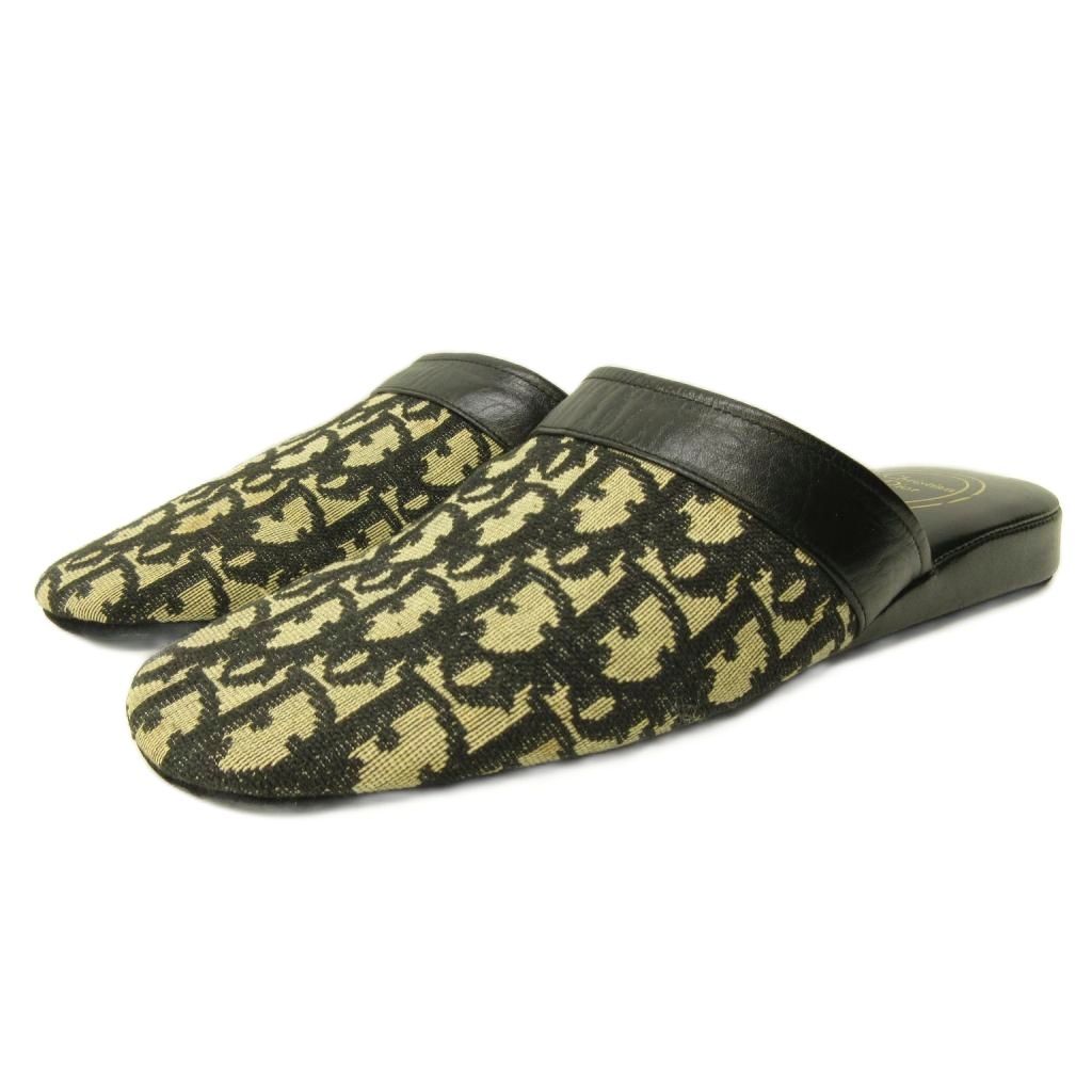 Dior Sandals le Monsieur Canvas Switch Leather Trotter Pattern Beige Black