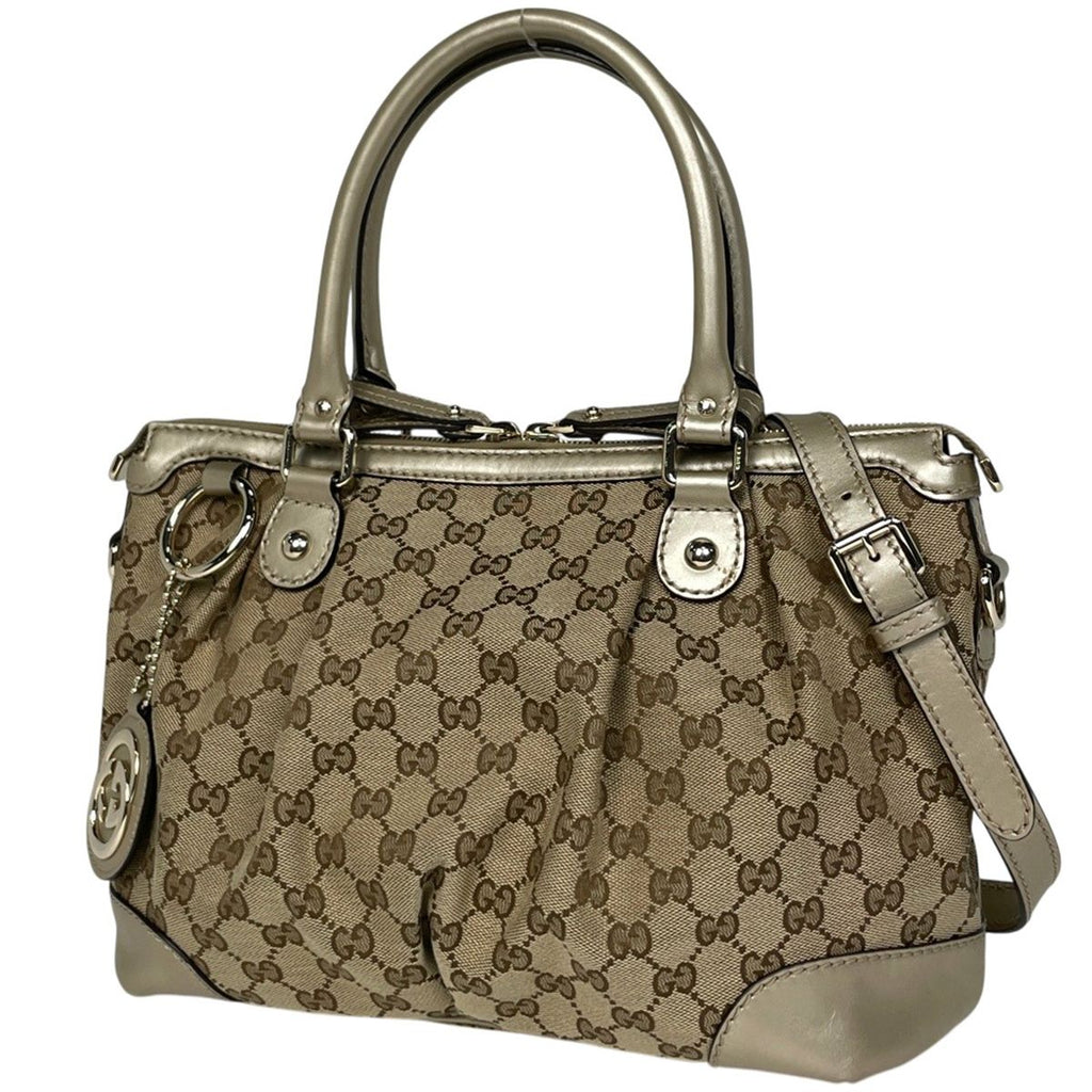 Gucci GG Pattern Ski Handbag 2-Way Canvas Brown
