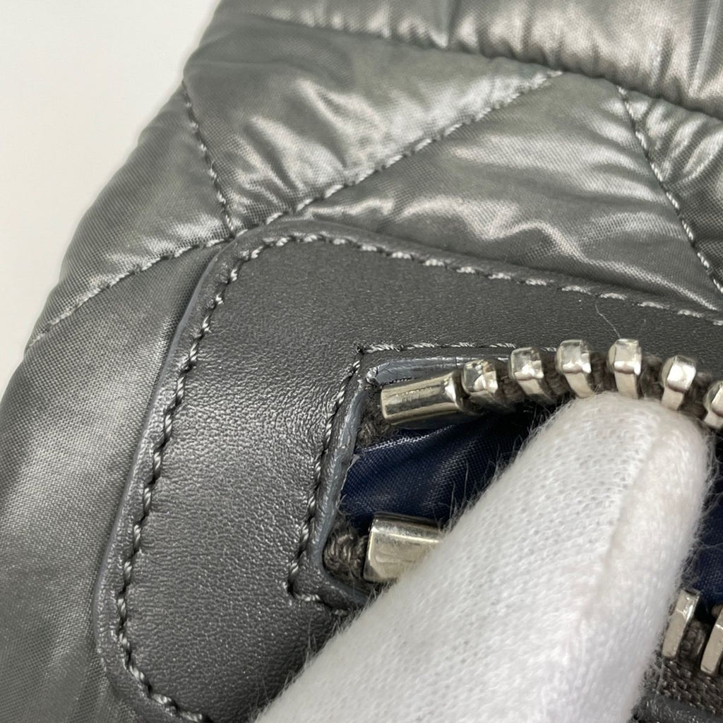 Chanel Coco Cocoon Shoulder Bag Nylon Khaki Gray — view 8