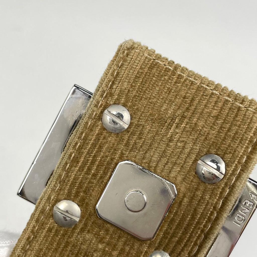 Fendi Zucca Logo Shoulder Bag Corduroy Brown — view 6