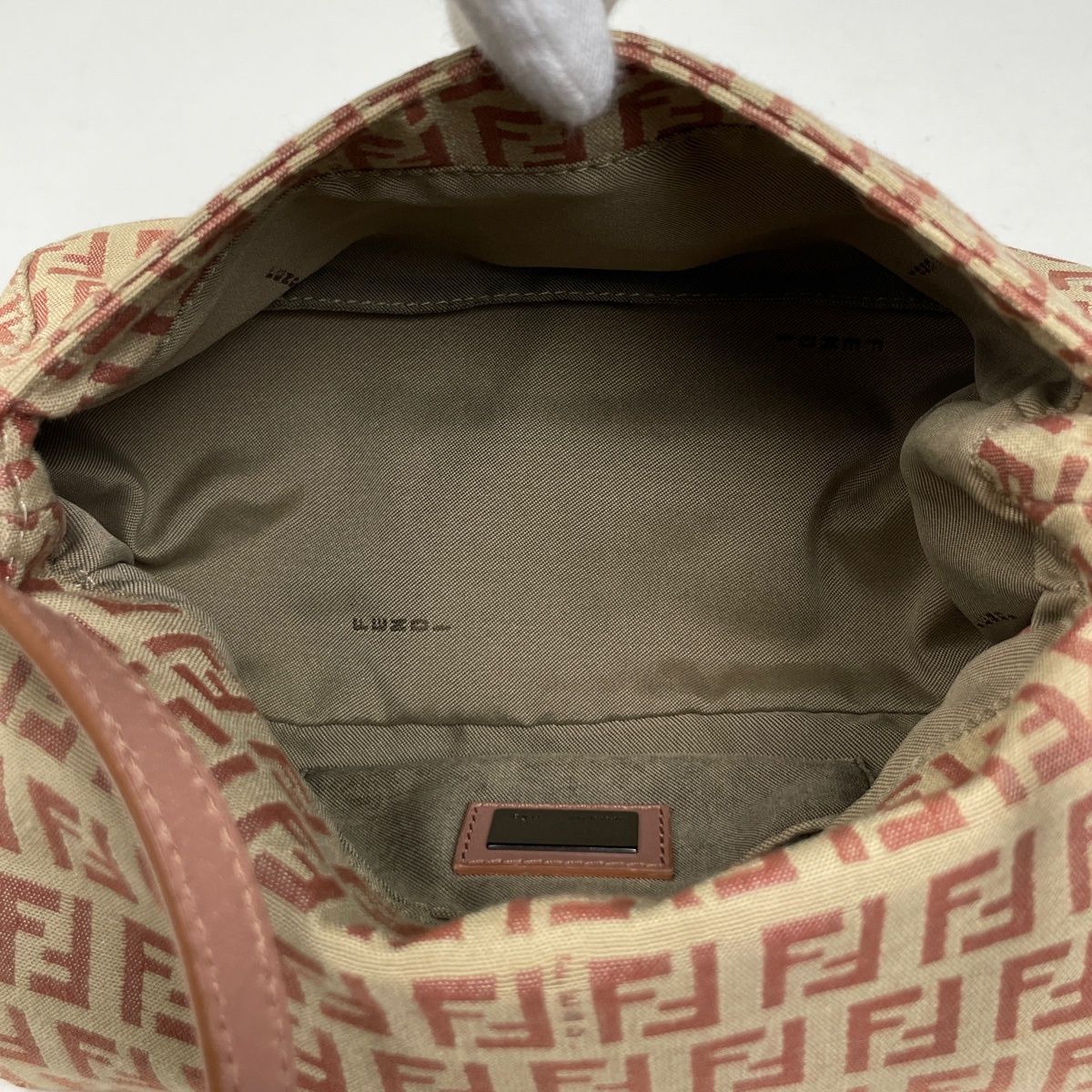 Fendi Zucchino Pattern Shoulder Bag Canvas Beige Pink — view 7