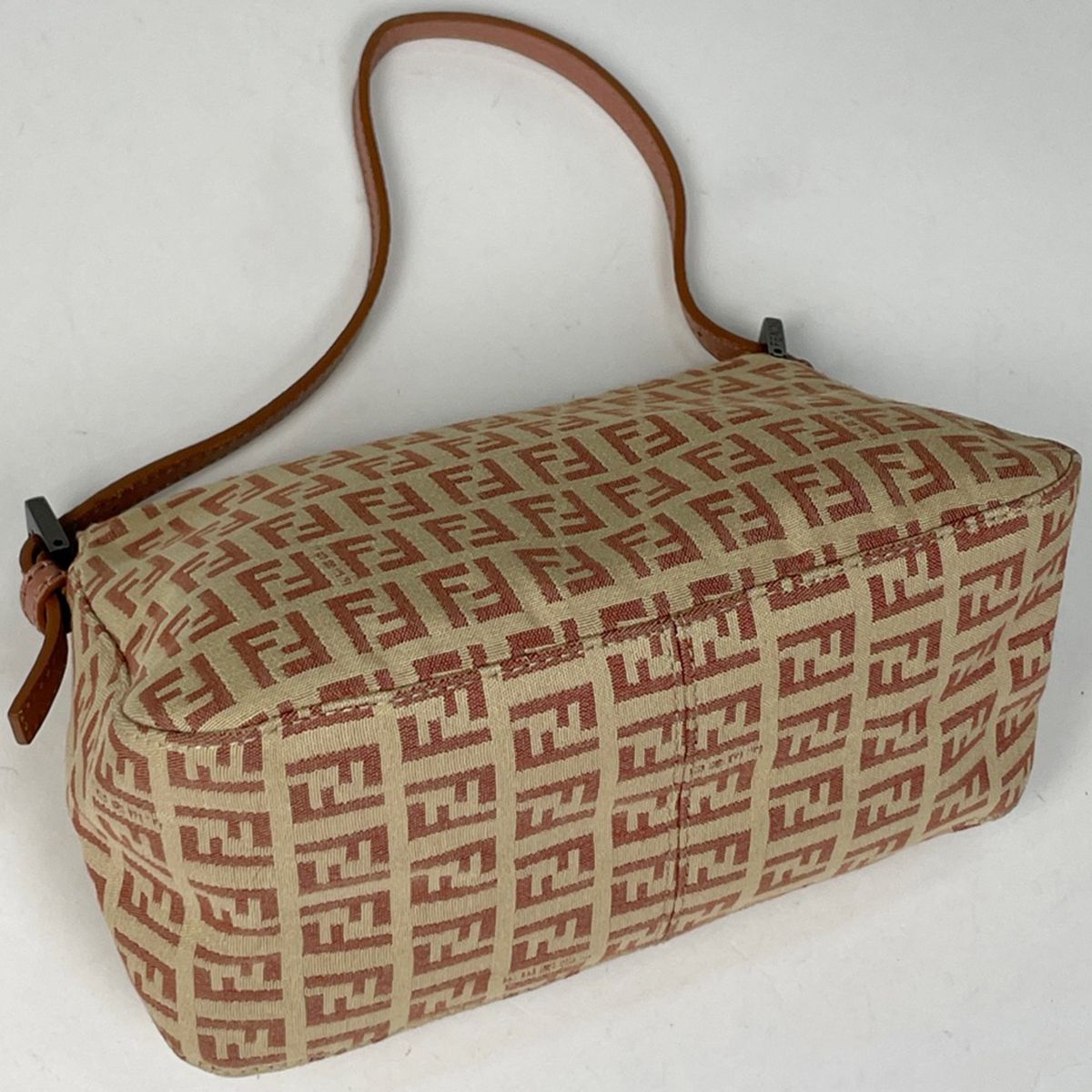Fendi Zucchino Pattern Shoulder Bag Canvas Beige Pink — view 2