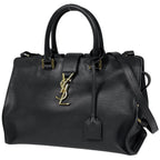 Saint Laurent Cabas Handbag Small 2-Way Leather Black