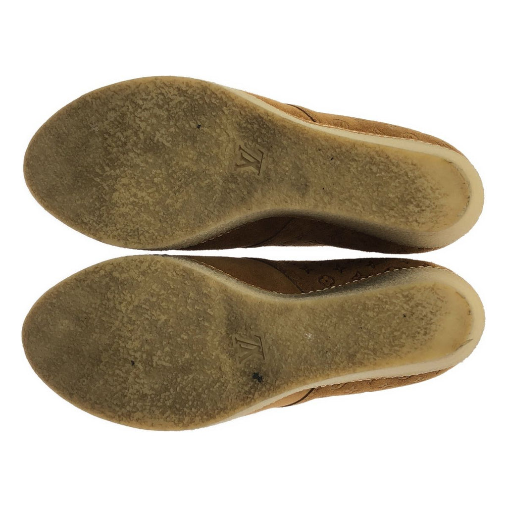 Louis Vuitton Suede Wedge Sole Short Boots 38.5 Camel — view 5