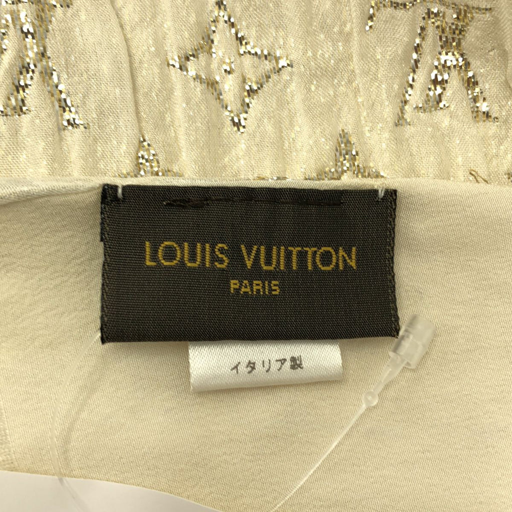 Louis Vuitton Etole Monogram Glitter Fringe Shawl Blanc Scarf — view 4