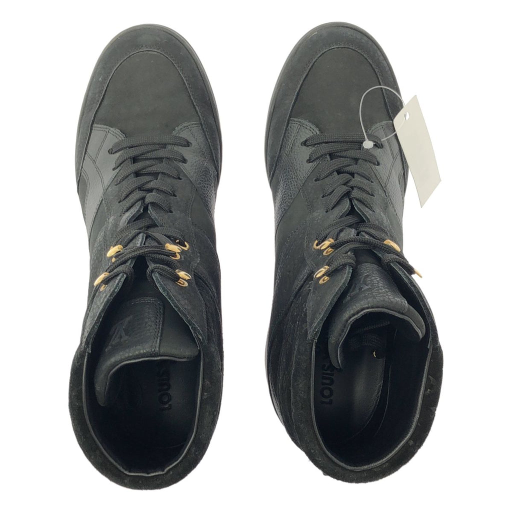 Louis Vuitton Monogram Suede High Cut Sneakers 39.5 Black — view 4